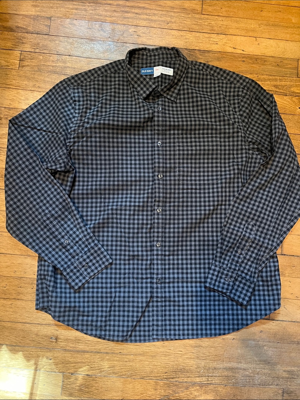 Old Navy Men's Black & Gray Gingham Button-Down Shirt